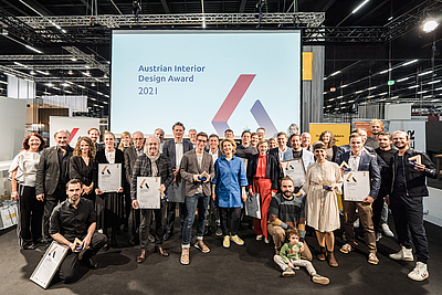Gruppenfoto mit allen Gewinnern des Austrian Interior Design Award
